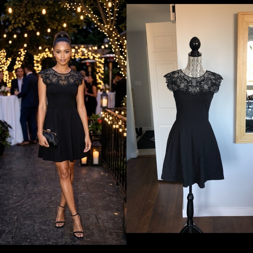 Australian Designer Embroidered Forever New Fit and Flare. Black. Small.